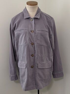 J Jill Medium Sun-Washed Purple Chore Utility Button Front Jacket
